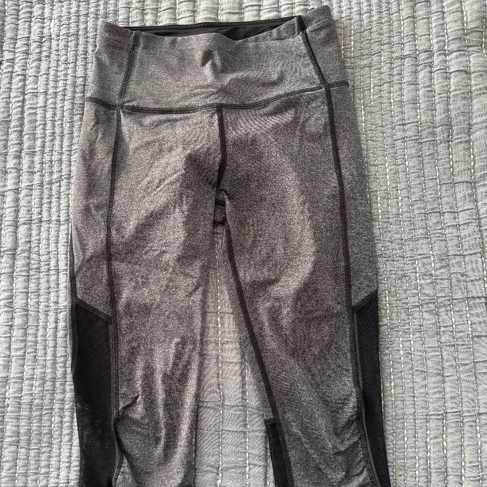 Lululemon Pace Rival Crop Leggings Heathered Grey Mid Rise Run - Size 4
